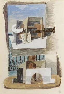  1919 oil painting - Nature morte devant une fenetre 1 1919 Cubist